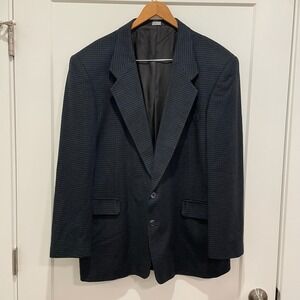 Harve Benard by Benard Holtzman Men Houndstooth Blazer Sport Coat Blue Black 46R